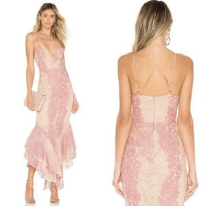 REVOLVE Majorelle Duchess Midi‎ Mermaid Gown in Nude & Pink Lace Size Medium